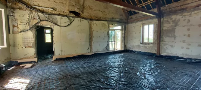 Salle polyvalente pendant les travaux